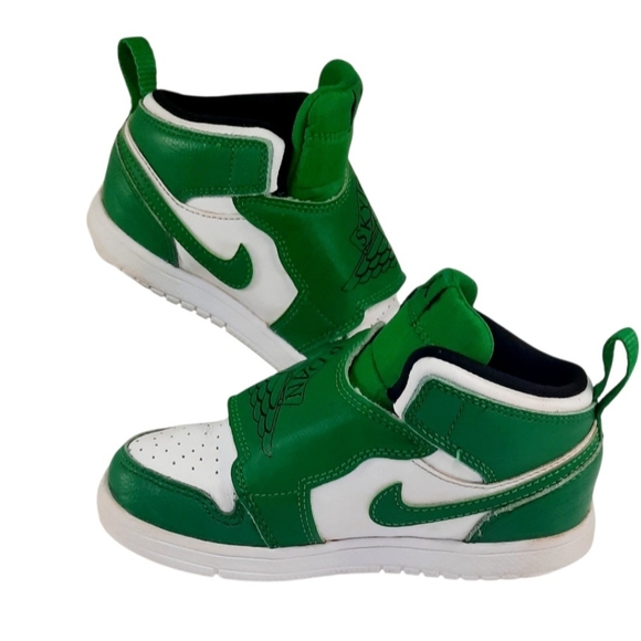 Nike Sky Jordan Toddler 10c Air Jordan 1 Mid Pine Green Sneakers BQ7196-301 - Picture 2 of 5
